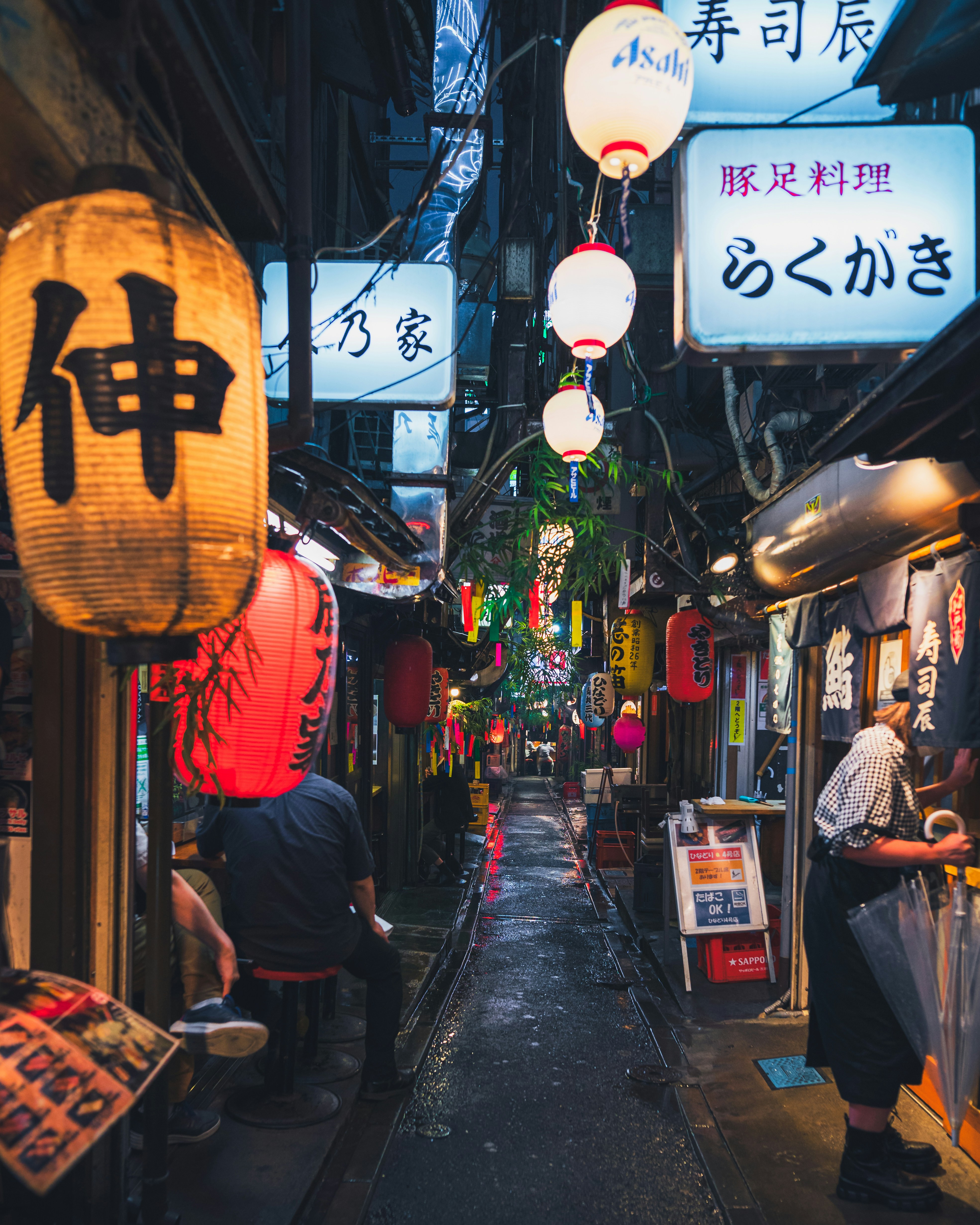 Historian guide leading small group walking tour through historic Tokyo street